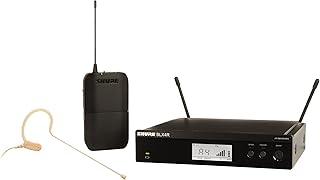 شور نظام ميكروفون لاسلكي BLX14R/MX53 UHF - مثالي للبث والكنيسة والعروض التقديمية - عمر بطارية 14 ساعة ونطاق 300 قدم | ميكروفون سماعة رأس MX153 وجهاز استقبال بقناة واحدة | سوار J11، أحادي الاتجاه، أسود