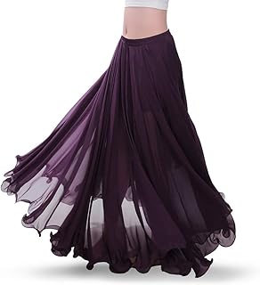 Chiffon Belly Dance Skirt for Women Belly Dancing Costume Outfit Tribal Maxi Full Skirts Solid Color Skirt Voile