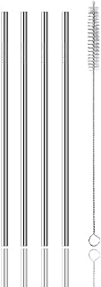 طقم ماصة للشرب من الستانلس ستيل من 5 قطع من اي سي في في - 4 × ماصات، 1 × فرشاة، صحية وصديقة للبيئة، مناسبة للشرب والفطور والعصير اليومي