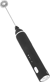 Topyond Milk Frother, Rechargeable Multifunctional Drink Mixer, Electric Whisk, Removable Stainless Steel Whisk, Two Replaceable Function Heads,USB Charging - Black