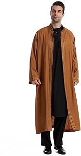 Qianliniuinc Thobe for Men Abaya Islamic Clothing - Muslim Kaftan Dubai Arabic Robe Loose Fit Casual Prayer Wear