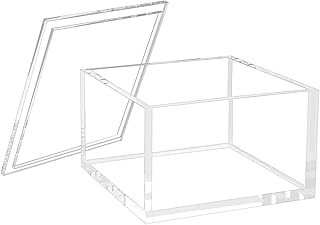 صندوق أكريليك صغير بغطاء من شركة نيوبي، صندوق حاوية مربعة شفافة لحمل الدباسات وأقلام التحديد وشريط لاصق ومشابك ورقية وأختام متعددة الأغراض للمكتب والمنزل (مقاس M)