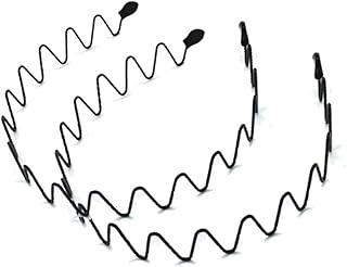 عصابات شعر معدنية للرجال والنساء للعناية بالجمال، شريط راس اسود مموج للرياضة الربيعية للرجال، مشابك حلقية للنساء، اكسسوارات بسيطة ومرنة وغير قابلة للانزلاق، عصابة راس عريضة للاستخدام الخارجي (عبوة من