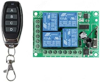 مفتاح تحكم عن بعد لاسلكي عالمي 433Mz 12 ار اف ار اس من سمارت اي 4 قنوات ترحيل راديو، وحدة استقبال راديو، وحدة ارسال ذكية للتحكم عن بعد (1 جهاز تحكم عن بعد وجهاز استقبال واحد)