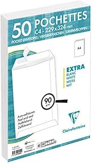 كاليفورتاين 805050C عبوة من 50 ظرف ابيض C4 229 × 324 ملم ذاتي اللصق 90 غرام عبوة من قطعة واحدة