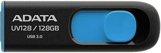 ايه داتا ذاكرة فلاش يو في 128 بسعة 128 جيجابايت USB 3.0 قابلة للسحب بدون غطاء، ازرق (AUV128-128G-RBE)، سعة 128.0 GB