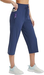 BALEAF Women's Running Trousers Summer 7/8 Sports Trousers Quick Drying Training Trousers Lightweight Blue XL, blue, XXL