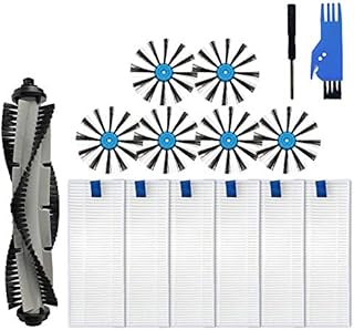 ليسينا فاك مجموعة قطع غيار لمكنسة بيسيل سبين ويف للارضيات الصلبة والجافة (الموديل: 3115)، ملحقات مكنسة روبوت بيسيل EV675، فرشاة رئيسية، 6 فرش جانبية، 6 فلاتر هيبا