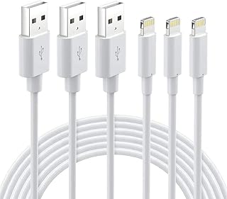 كيبل لايتنينج معتمد من ام اف اي - شاحن ايفون بطول 3 قدم من لايتنينج الى USB A متوافق مع ايفون 14 13 12 SE 2020 11 Xs ماكس XR X 8 7 6S 6 بلس 5S ايباد برو ايبود ايربودز - ابيض