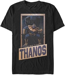 مارفيل تي شيرت كلاسيكي للجنسين مطبوع عليه Avengers Classic Perfect Balanced Thanos العضوي بأكمام قصيرة