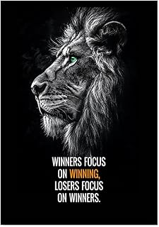 Motivational Phrases Poster Print Inspiring Words Wall Art Canvas Painting Tiger Lion Leopard Eagle Office Decor Home Decoration (SKU9,8 x12inch=(20 x30 cm),Black Photo Frame)