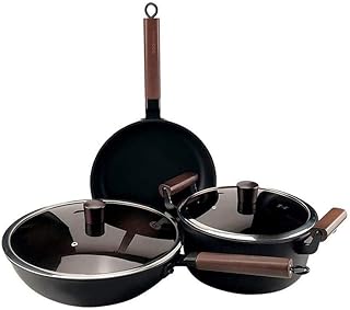 Pots, Hard Anodized Nonstick Cookware Pots and Pans Set Kitchen Pot with Iron Wok Fryipan Stockpot 3 Piece Set for Induction, Gas, Electric Stove, Non-Stick Pan Set,