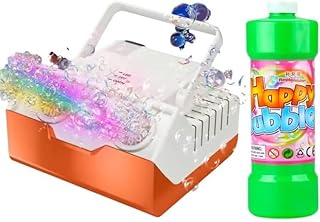 TOY BOX Bubble Machine And Liquid Bubble Water Bottle With A Capacity Of 1 Liter For All Types Of Bubble Guns Automatic Bubble Blower Bubble Toy With Flash Light Indoor And Outdoor Bubble Machine