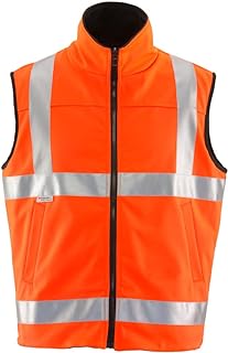 RefrigiWear HiVis Reversible Softshell Safety Vest - ANSI Class 2 High Visibility Orange with Reflective Tape