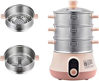 HAKgskk Electric Food Steamer 3-5 Tier Vegetable Steamer Multifunctional Stainless Steel for Cooking Vegetables Grains Meats Egg Stackable Baskets with Timer