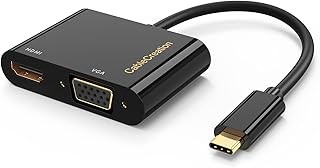 محول USB C إلى HDMI + VGA كيبل كريشين نوع سي الى مقسم ثاندربولت 3 متوافق مع اكس بي اس 13 ماك بوك برو 2019 ايباد يوغا 910 سيرفس جو كروم بكسل