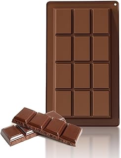 Chocolate Bar Moulds,Silicone Thick Chocolate Bar Mould Diamond Large Chocolate Bar Big Candy Moulds Thick Reusable Rectangle Forms Moulds,for Granola Patisserie Cereal Chocolates Candy Make(Brown)