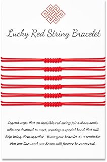 Seyaa Valentines Day Red String Bracelet 7 Knots Kabbalah Protection Good Luck Thread Handmade String Bracelets for Women Men Girls Boys Family Friends