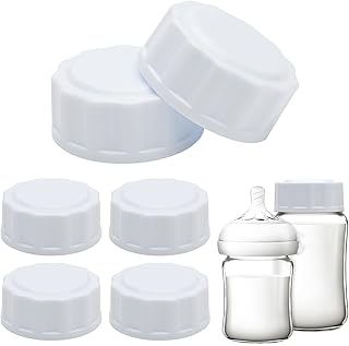 Baby Bottle Caps, Pack of 6, Travel Bottle Caps for Avent Bottle Caps, Replacement Baby Bottles Lids Compatible with Wide Mouth Bottles, White Lid for Baby Bottles