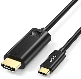 كيبل USB C الى HDMI 4K@60HZ بطول 1.8 متر من واي اس، كيبل دابتر للمنزل والمكتب متوافق مع ثاندربولت 3 ماك بوك برو/اير 2020 ايباد برو، سامسونج S10، سيرفس بوك 2، ديل XPS 13/15