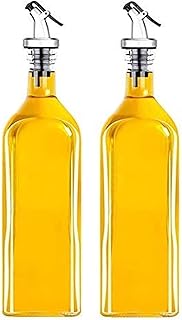 Oil dispencer 1000ml Oil Bottle 1000ml Oil Dispenser for Kitchen 1 Litre Glass - Clear - 1000 ml - Pack of 2