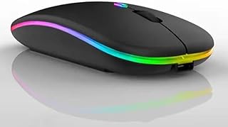 ماوس لاسلكي جي كيه جوكانج بتقنية البلوتوث مع RGB قابل لاعادة الشحن بمنفذ USB لاجهزة اللاب توب والكمبيوتر وماك بوك للالعاب بتردد 2.4GHz و1600DPI