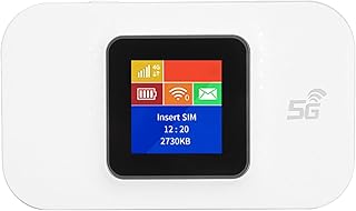 هوت سبوت واي فاي محمول 3G 4G، جهاز راوتر انترنت لاسلكي بشاشة ملونة مع فتحة شريحة اتصال صغيرة، يربط حتى 10 اجهزة، بطارية 3650mAh، للجوال والتابلت واللابتوب (ابيض)