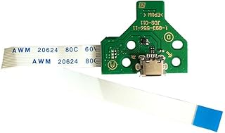 لوحة مقبس منفذ شحن USB من رينبرز JDS-011 لوحدة تحكم سوني بلاي ستيشن 4 الجيل الثاني مع كابل شريط مفتاح طاقة 12 دبوس، أخضر