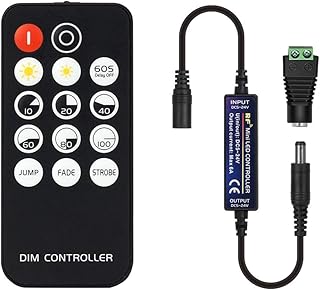 بي تي اف-لايتنج وحدة تحكم في التعتيم بموجات الراديو صغيرة بـ14 مفتاح لشرائط LED FCOB 3014 5630 5730 3528 تيار مستمر 5 فولت/تيار مستمر 12 فولت/تيار مستمر 24 فولت، مفتاح تعتيم وضع السطوع ووضع التأثير