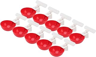 10 Set Chicken Drinking Cup Automatic Water Drinker Big Red Plastic Bowl for Duck Bird Hen (Nurnesyd93c8qe6wx-11)