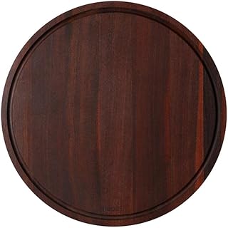 Round Cutting Board Liquid Grooves Thick Hardwood Chopping Blocks for Meat Vegetables Fruit Meat Bread Rolling Plate Simple，