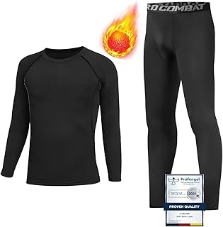 Base Layer Kids - Long Sleeve Top & Leggings Compression Set Thermals for Kids, Athletic Skins for Boys, Thermal Base Layer Set is Best Gift for Football Basketball Sport Ski(black)