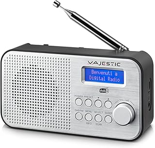 ماجيستيك راديو محمول ار تي 194 DAB - شاشة LCD DAB/DAB+/FM، بطارية قابلة لاعادة الشحن، مخرج سماعة رأس، منبهين وثلاثة أجراس - اسود