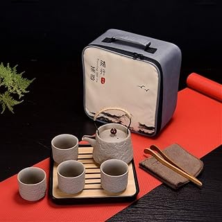 AAKYDH Stoneware Travel Tea Set Portable Outside Originative Stone Grain Ceramic Tea(Japanese original pottery)