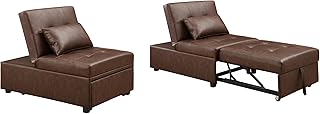 Powell Brown Faux Leather Sofa Bed Marnie Futon Chair