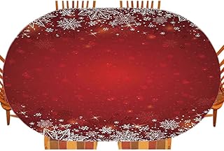 Christmas Oval Elastic Fitted Tablecloth, Christmas Style Print, for Kitchen Dinning Tabletop Decoration Outdoor Picnic, Fits 48" x 68" Table