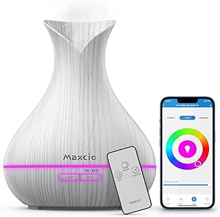 WiFi Essential Oil Diffuser, Maxcio Ultrasonic Humidifier with Remote Control Compatible with Alexa and Google Home, Aromatherapy Diffuser with Timer 2 Mist Modes, for Home, Baby