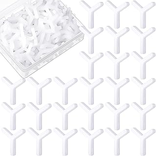 Pangda 1500 Pcs Tile Spacers Wall Floor Tile Plastic Y Type Spacers Tiling Tools 1/8 Inch White Hexagon Tile Spacers for Ceramic Tile Installation Positioning Clip Leveling System Construction