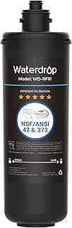 ووتر دروب خرطوشة فلتر بديلة RF10 لفلتر مياه تحت الحوض 10UA/10UB، تقلل من PFAS، PFOA/PFOS، الرصاص، الكلور، الطعم والرائحة السيئة، معتمدة من NSF/ANSI 42، سعة عالية 11 كيلو جالون