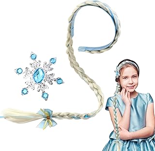 Headband Princess Braid, Girls Wigs Hair Rope, Long Hair Rapunzel Braids Hair Accessories, Wig Princess Wig Braid, for Children with Artificial for Fairy Tales, Carnival, Theme Party (Blue)