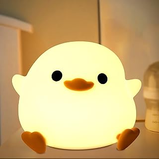 اتيفو لايف مصباح ليلي لطيف للاطفال، مصباح LED من السيليكون الناعم مع مؤقت (Duck3)