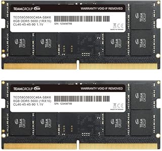 تيم جروب وحدة ذاكرة لاب توب ايليت سوديم DDR5 16 جيجابايت 2×8 5600 ميجاهرتز PC5-44800 CL46 بدون تخزين مؤقتة 1.1 فولت 262 دبوس - TED516G5600C46ADC-S016 سعة 16.0 GB