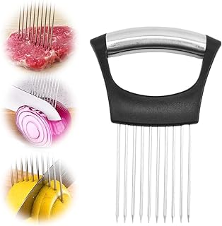 2024 New Onion Holder for Slicing, Stainless Steel Onion Slice Holder Vegetable Slicer Cutter for Potato and Tomato, Kitchen Chopper Slicing Assistant Tool Lemon Slicer Onion Cutter for Slicing (1PC)