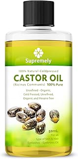 Castor Oil for Hair Growth Eyelashes (50 ml),100% Pure Natural Cold Pressed Castor Oil for Eyelashes,Hair Growth,Beard,Body,Face,Skin Care,Nail