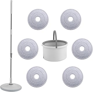 Self Wring Rotating Floor Mop with Bucket, 6 Microfiber Rag