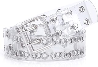 Clear Double Grommet Belts With Holes for Women Men Teens E Girls Transparent PVC Belt for Jeans Pants, A-clear, pants size below 42â€