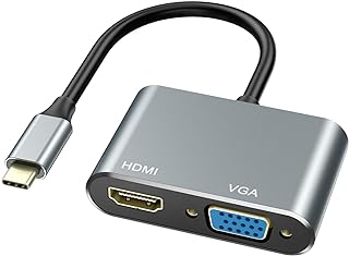 محول USB نوع سيHDMI فيلكوم 2 في 1 وصلة النوع سي جهاز التحويل سبيلتر بوصلة VGA HDMI لاجهزة ماك بوك برو ايباد اير 2021 2020 2019 2018لابتوب ديل XPS13 15 سيرفيس كروم جالاكسيS20