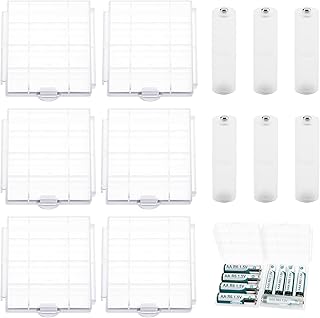 6 قطع من صناديق بطاريات ايه ايه/ايه ايه ايه، حافظة بطارية بلاستيكية من كوكي، مع 6 قطع محول ايه ايه ايه الى ايه ايه، لصندوق بطارية ايه ايه/ايه ايه ايه (4 خلايا)