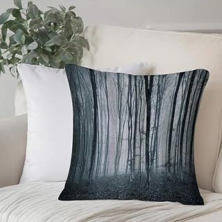 Soft Decorative Square Throw Pillow Case Cushion Covers,Mystical Grunge Color Shade Foggy Mystical Dark Forest Tall Trees Horror,Pillowcases for Livingroom Sofa Bedroom with Invisible Zipper 50x50 cm