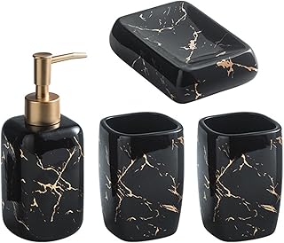 Icegrey 4-Piece Bathroom Set Luxury Accessory Set Bathroom Light Luxurious Decoration Table Bathroom Set Black